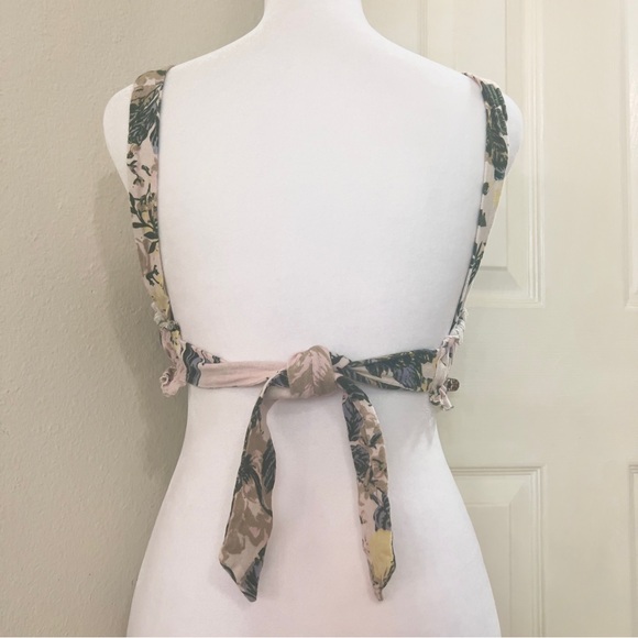 UO Tropical Floral Pink Green Bandeau Top - Picture 2 of 6